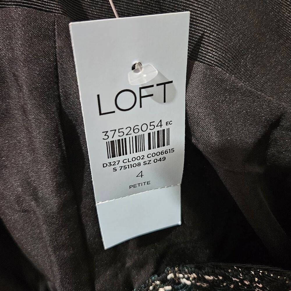 NWT Loft Pollazzo Darted Lined Textured Tweed, Side Zip Pants, Size 4P - Picture 7 of 7